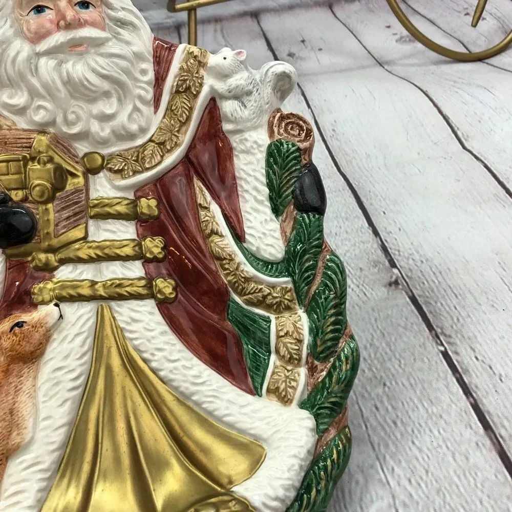 vintage omnibus 1995 fitz and floyd santa serving bowl Christmas holiday